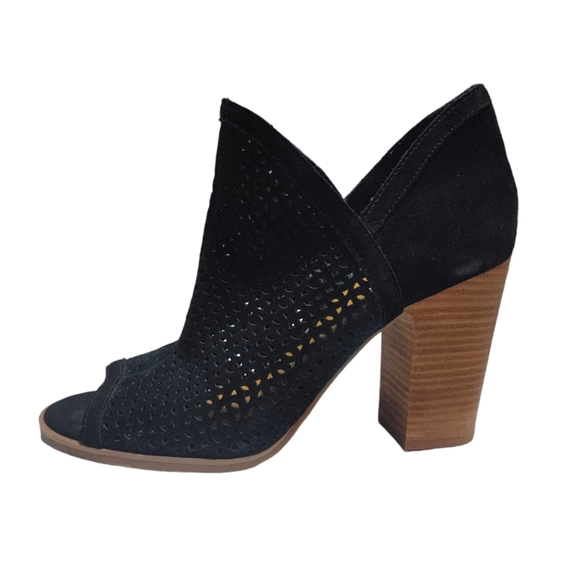 Lucky Brand Black Suede Leather Peep Toe High Heel Bootie Women's Size 9.5 - Picture 9 of 9